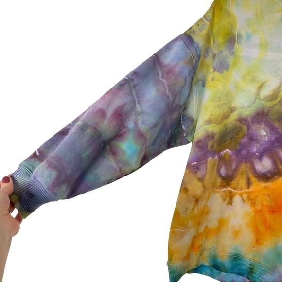 Handmade Oversized Geode Tie Dye Sweatshirt Pullover Womens Size XS Small Crew - Picture 4 of 10